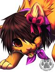  brown_hair cat cute falvie feline female hair mammal piercing scarf solo tongue tongue_piecing tongue_piercing 