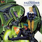  1girl blonde_hair blue_hair boots cover dark_skin duker_iq facial_hair gloves gundam highres jacket katoki_hajime leather leather_jacket mecha mustache official_art renda_de_paloma victory_gundam 