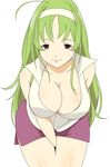  breasts cleavage green_hair large_breasts long_hair skirt smile star_driver watanabe_kanako 
