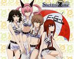  amane_suzuha calendar faris_nyannyan makise_kurisu shiina_mayuri steins;gate sunglasses umbrella wink 