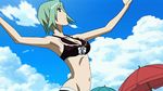  animated animated_gif atari_kou bikini breasts character_request cloud green_hair lowres short_hair sky star_driver swimsuit 