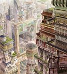  brick_wall checkered checkered_floor cityscape column east_asian_architecture mashiro1023 no_humans original outdoors pillar scenery tree 