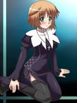  awa brown_hair green_eyes maid seikon_no_qwaser sitting teresa_beria 