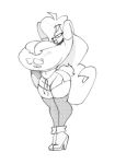  anthro bandicoot big_breasts bigdad breasts clothed clothing coco_bandicoot crash_bandicoot_(series) curvaceous female footwear greyscale high_heels huge_breasts mammal marsupial monochrome nipple_bulge open_mouth shoes sketch smile solo standing torn_clothing video_games 