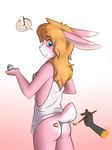  &hearts; &lt;3 2012 anthro blue_eyes blush breasts butt clothing egg female hair kiyochii lagomorph looking_back mammal paint rabbit 