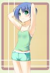  ano_natsu_de_matteru blue_hair casual green_eyes odayan short_hair shorts solo tanigawa_kanna 