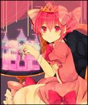  bad_id bad_pixiv_id bow bracelet castle character_doll curtains dress hair_bow hoshizora_miyuki jewelry monaka_natsume pink pink_bow pink_dress pink_eyes pink_hair precure ribbon short_hair short_twintails smile_precure! twintails veil wolfrun 