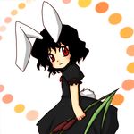  :3 animal_ears bad_id bad_pixiv_id black_hair bunny_ears bunny_tail cattail inaba_tewi kajiyori looking_back lowres plant red_eyes short_hair solo tail touhou 