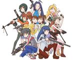  annotated anti-materiel_rifle assault_rifle barrett barrett_m82 benelli_m1014 blonde_hair blue_hair blush call_of_duty call_of_duty_4 drum_magazine everyone explosive futami_ami futami_mami green_hair grenade grenade_launcher gun h&amp;k_mp5 h&amp;k_usp hair_bobbles hair_ornament hairband handgun heckler_&amp;_koch helmet hoshii_miki idolmaster idolmaster_(classic) idolmaster_1 kikuchi_makoto kisaragi_chihaya luger_p08 m-21 m4_carbine machine_gun machine_pistol minase_iori mini_uzi miura_azusa multiple_girls otonashi_kotori pistol red_eyes rifle rocket_launcher rpd rpg rpg-7 scope shotgun sleeveless sleeveless_turtleneck sniper_rifle submachine_gun suppressor takatsuki_yayoi thighhighs tongue tugeneko turtleneck twintails underbarrel_grenade_launcher weapon 