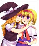  alice_margatroid blonde_hair hairband hat kirisame_marisa multiple_girls purple_eyes subaru_(yachika) touhou witch_hat 