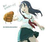  baseball belly_peek futami_eriko kibina_high_school_uniform kimi_kiss long_hair miniskirt nyazui school_uniform serafuku skirt smile solo 