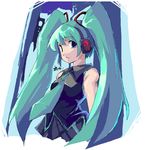  green_hair hatsune_miku long_hair necktie saiste solo twintails vocaloid 