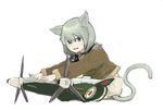  animal_ears blue_eyes cat_ears cat_tail copyright_request feral_lemma fur_trim goggles jacket leather leather_jacket mecha_musume simple_background solo striker_unit tail white_background world_witches_series 