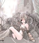  android copyright_request one_eye_closed saibashi science_fiction short_hair silver_hair sitting solo wire 