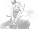  greyscale hitodama konpaku_youmu konpaku_youmu_(ghost) monochrome ribbon sketch solo sword touhou usaki_(ama) weapon 