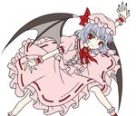  bat_wings blue_hair hat red_eyes remilia_scarlet ribbon rikky solo touhou wings 