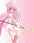  :d bad_id bad_pixiv_id benesse blush boots cape fang hat hatena_yousei magical_girl mikage01 open_mouth pink_cape pink_eyes pink_footwear pink_hair pink_hat smile solo staff 
