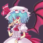  bad_id bad_pixiv_id bat_wings blood blue_hair brooch girotin_ginza hat jewelry red_eyes remilia_scarlet solo touhou wings wrist_cuffs 