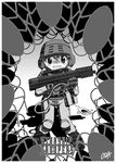  alien arachnid armor bad_end blush boots bug copyright_name greyscale gun helmet insect johnny_rico military military_uniform mobile_infantry monochrome morita_assault_rifle oda_(orz) oldschool scared science_fiction soldier space_marine starship_troopers swarm uniform weapon you_gonna_get_raped 