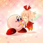  blush bow dress fairy heart highres kirby kirby_(series) kirby_64 kiss konna-nani nintendo pink_hair ribbon ribbon_(kirby) wings 