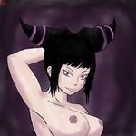  breasts female hair juri nipples purple_eyes reliusmax smile solo street_fighter video_games 