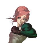  fingerless_gloves gloves green_eyes hinukan_kou male_focus muscle official_art pink_hair profile raglan_sleeves solo tomoyuki_kotani transparent_background yatagarasu_(game) 