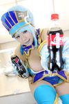  1girl asian blue_eyes blue_hair blue_lips blue_rose_(tiger_&amp;_bunny) blue_rose_(tiger_&amp;_bunny)_(cosplay) breasts chouzuki_maryou coca-cola coca_cola cosplay hips large_breasts pepsi photo plump product_placement solo thick_thighs thighs tiger_&amp;_bunny wide_hips 