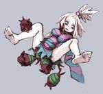  barefoot blue_eyes dress feet gym_leader homika_(pokemon) insect pokemon venipede white_hair 