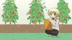  animated animated_gif blonde_hair casual cellphone hidamari_sketch lowres miyako open_mouth phone short_hair solo wide_face wideface |_| 