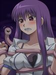  awa blush bra breasts etou_fujiko ichiban_ushiro_no_daimaou large_breasts long_hair mole monstar purple_eyes purple_hair school_uniform tentacle underwear 