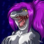  breast_grab breasts drooling female fish gaping_maw hair holding_breasts marine nightmare_fuel open_mouth pink_hair rena_ayama renaayama saliva shark solo teeth veshra 