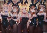  5girls animal_ears anti-rain_(girls_frontline) bangs bare_shoulders black_leotard blonde_hair blue_eyes blush bow bowtie braid breasts brown_eyes brown_hair bunny_ears bunnysuit cleavage closed_mouth confetti covered_navel detached_collar eyebrows_visible_through_hair eyepatch fake_animal_ears girls_frontline gloves green_hair hair_between_eyes hair_ornament hanato_(seonoaiko) hand_on_hip hand_up heterochromia holding holding_tray indoors large_breasts leotard light_particles long_hair looking_at_viewer m16a1_(girls_frontline) m4_sopmod_ii_(girls_frontline) m4a1_(girls_frontline) mole mole_under_eye multicolored_hair multiple_girls open_mouth orange_eyes pantyhose pink_hair red_eyes red_hair ro635_(girls_frontline) scar scar_across_eye side_ponytail sidelocks smile st_ar-15_(girls_frontline) streaked_hair tail tray twintails twitter_username white_hair wrist_cuffs yellow_eyes 