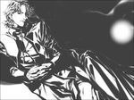  cassock cross cross_necklace fate/stay_night fate_(series) greyscale hands_clasped jewelry kotomine_kirei male_focus monochrome necklace own_hands_together shaliva 