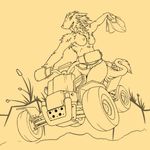  breasts chazcatrix female line_art looking_at_viewer monochrome murrkus nipples nude open_mouth plain_background quad_bike sergal solo tongue tongue_out topless 