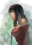  ahri bad_id bad_pixiv_id bare_shoulders black_hair breasts kishiyo korean_clothes large_breasts league_of_legends solo upper_body 