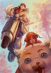  afra bad_id bad_pixiv_id blue_eyes bun_cover chinese_clothes dog double_bun gintama glasses ground_vehicle helmet kagura_(gintama) motor_vehicle motorcycle_helmet red_eyes red_hair sadaharu sakata_gintoki scooter shimura_shinpachi short_hair silver_hair vespa 