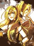  1girl bad_id bad_pixiv_id blonde_hair blue_eyes dual_persona genderswap genderswap_(ftm) headphones lily_(vocaloid) lio_(vocaloid) long_hair midriff smile suzunosuke_(sagula) very_long_hair vocaloid 