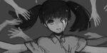  black_hair drawr extra_arms greyscale monochrome monoko twintails yume_nikki yurari_(co10rs) 