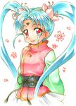  blue_hair facial_mark forehead_mark freckles hair_ornament kawai_sasami magical_girl mahou_shoujo_pretty_sammy masaki_sasami_jurai pretty_sammy_(character) red_eyes smile solo tenchi_muyou! twintails yuizawa 