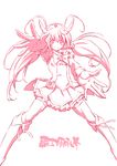  antenna_hair bike_shorts boots cure_happy cure_happy_pose full_body head_wings hoshizora_miyuki kazuma_muramasa knee_boots long_hair magical_girl monochrome pink precure shorts shorts_under_skirt skirt smile smile_precure! solo tiara twintails white_background 