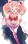  &lt;3 bells boots clouds collar dress gold hairpieces heart night pink pink_eyes pink_hair ribbon sailor_moon sky stars white 