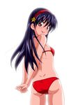  asamiya_athena ass bikini black_hair brown_eyes from_behind hair_ornament hairband inferno_(nanbu14) looking_back red_hairband solo star star_hair_ornament swimsuit the_king_of_fighters 