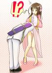  1boy 1girl axis_powers_hetalia bowing brown_eyes brown_hair failure flower hair_flower hair_ornament halftone halftone_background japan_(hetalia) long_hair panties taiwan_(hetalia) underwear 