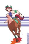  bare_shoulders blush breasts centaur covered_nipples gammatelier hat large_breasts monster_girl navel open_mouth pointy_ears red_hair riding_crop short_hair 