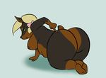  all_fours angry anthro big_butt breasts butt canine doberman dog dogslug female mammal nipples obese overweight pointing presenting solo 