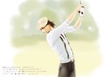  alteir brown_eyes brown_hair cabbie_hat facial_hair golf golf_club hat kaburagi_t_kotetsu male_focus necktie solo stubble tiger_&amp;_bunny translation_request vest 