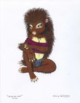  clothed clothing cute ear_piercing female green_eyes james_m_hardiman looking_at_viewer mammal piercing porcupine rodent sandra sitting skimpy solo 