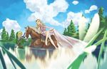  artist_request barefoot blonde_hair blue_eyes epona horse link ocarina_of_time piggy_ho_ho pixiv_thumbnail princess_zelda resized the_legend_of_zelda 