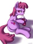  2011 alcohol berry_punch_(mlp) butt cutie_mark equine female friendship_is_magic hair horse long_hair looking_at_viewer my_little_pony plain_background pony solo sweatshirt_(artist) white_background 