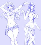  arms_up bangs belt bikini bikini_top bracelet breasts center_opening collarbone crop_top denim earrings eyelashes female floral_print flower glasses glasses_on_head groin hair_slicked_back hand_up hanzaki_jirou jeans jewelry large_breasts long_hair looking_at_viewer lowleg midriff monochrome multiple_girls nami nami_(one_piece) navel nico_robin no_bra one_eye_closed one_piece open_clothes open_mouth open_shirt panties pants revealing_clothes ribs sarong shirt short_sleeves side_slit simple_background skirt smile sunglasses sunglasses_on_head swimsuit tattoo thigh_gap underboob underwear unzipped wide_hips wink zipper 